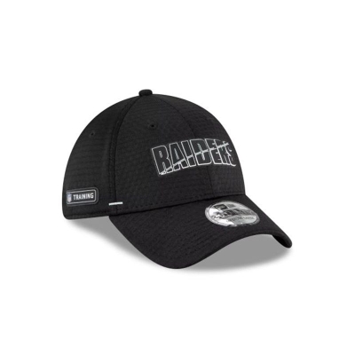 Black Las Vegas Raiders Hat - New Era NFL Official Summer Sideline 39THIRTY Stretch Fit Caps USA8074163